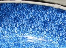 piscine liner pierres